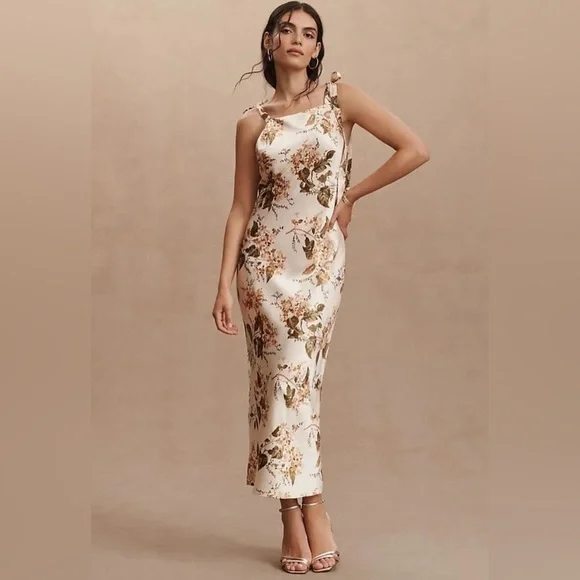 NWT Reformation Aden Dress Floral Print In NEUTRAL MOTIF Sz 8 - Picture 3 of 12